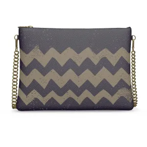 Vampire Art Grunge Brown Chevron Crossbody Bag with Chain