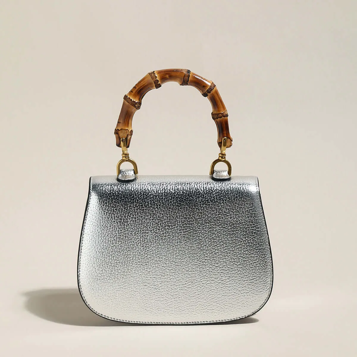 Vogue Bamboo Handle Silver Mini Bag