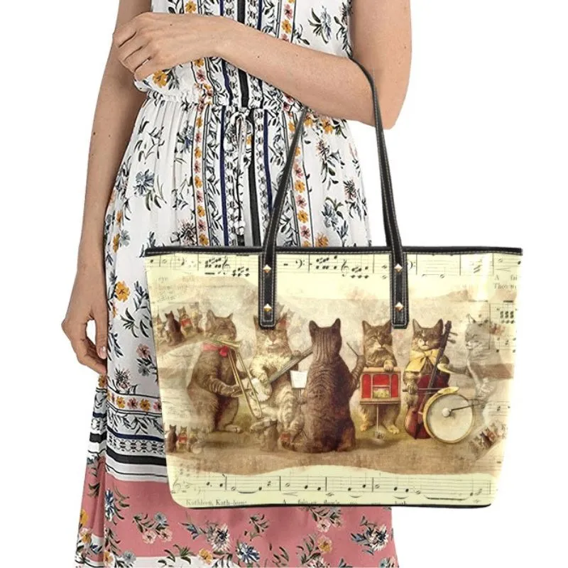 Women Cat Print Handbag - Cats Singing